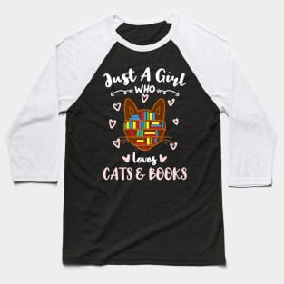 Just A Girl Who Loves Cats And Books Premium Baseball T-Shirt